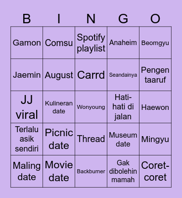 Beomgyu's Bingo Card