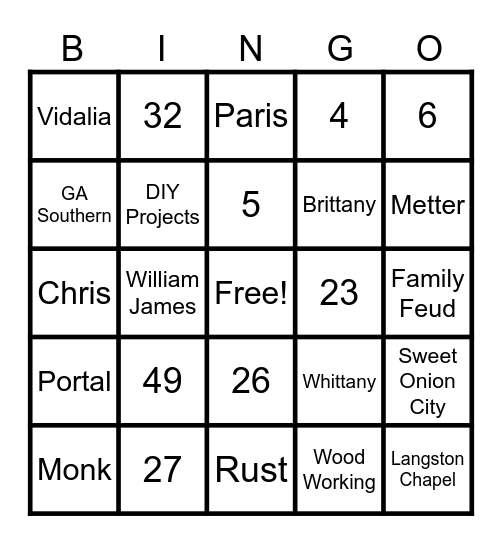 Getting to Know Me Bingo Card