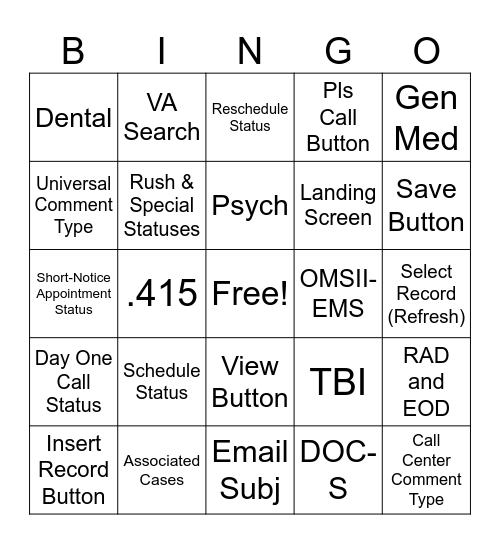 VES BINGO Card