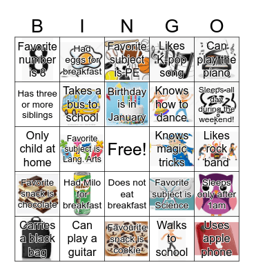Get to know you Bingo! Bingo Card