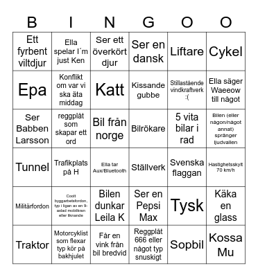 The Most Epic Road Trip Bingo Ever Bingo Card