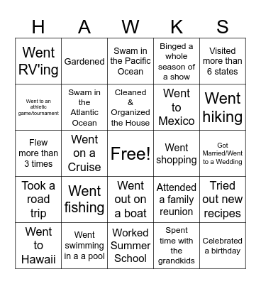 NWCTA I Know What You Did This Summer Bingo Card