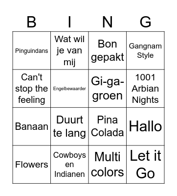Muziek Bingo Card