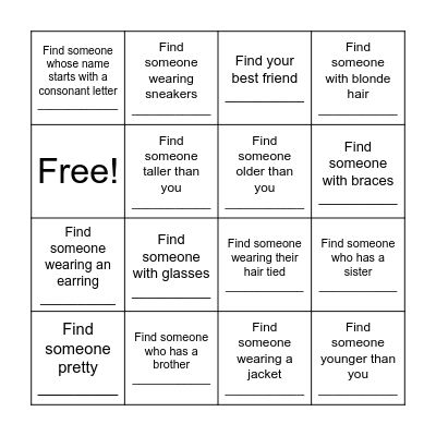 Ice Breaker Bingo Card