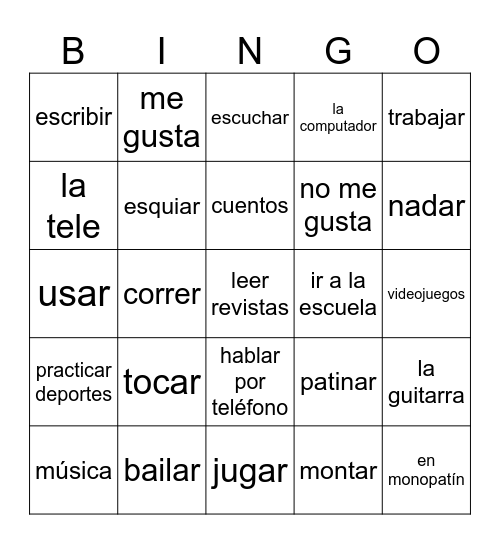 Spanish 1 - capítulo 1A vocab Bingo Card