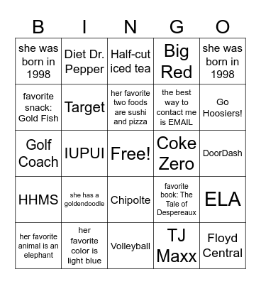 About Ms. LaDuke! Bingo Card