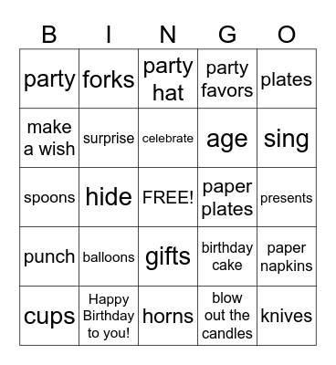 Birthdays Bingo Card