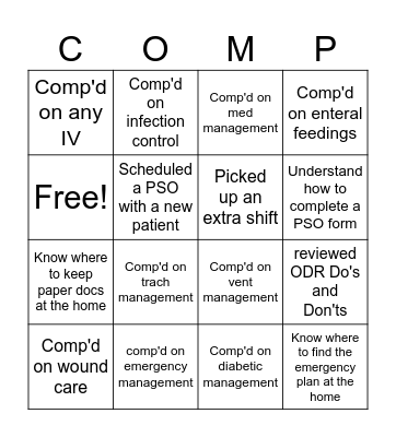 Skills Fair Bingo Card