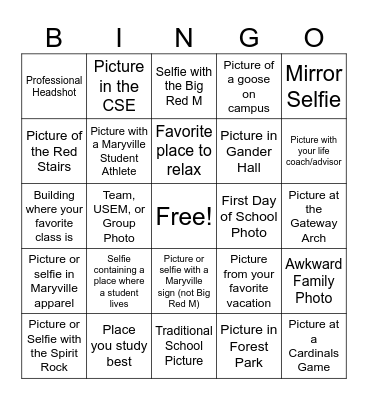Picture Day Bingo Card