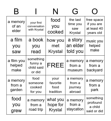 Birthday Picnic Conversation Bingo Card