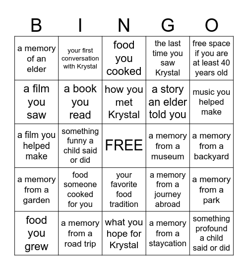 Birthday Picnic Conversation Bingo Card