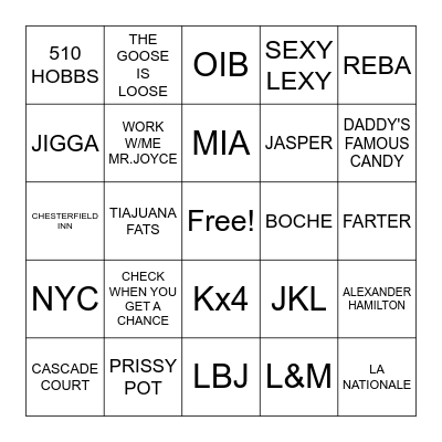 JOYCE FAMILY BINGO Card