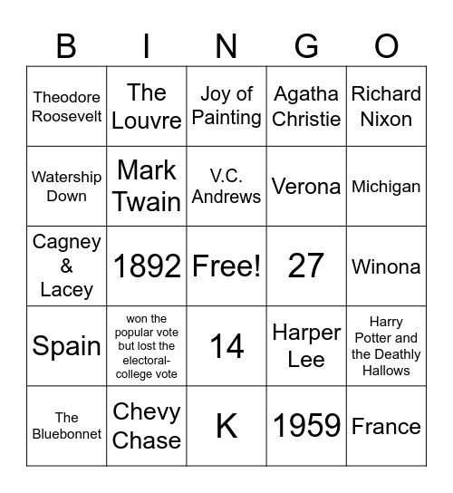 All Over The Board 2 Bingo Card