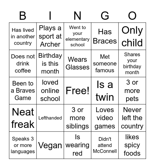 Untitled Bingo Card