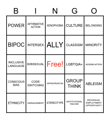 Diversity Bingo! Bingo Card