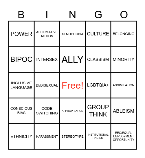 Diversity Bingo! Bingo Card
