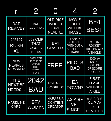 /r/battlefield2042  BINGO Card