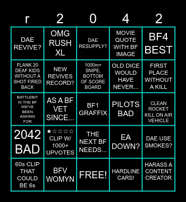 /r/battlefield2042  BINGO Card