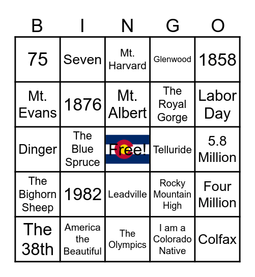 Colorado Trivia! Bingo Card