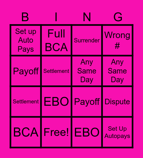Money Grabbers BINGO! Bingo Card