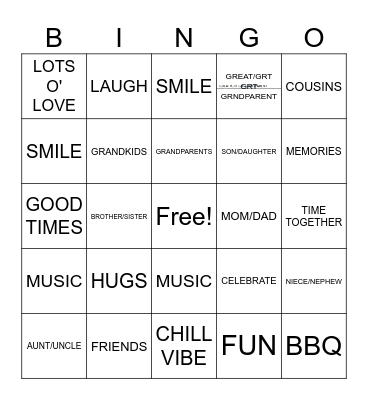 2023 FAMILY & FRIENDS Bingo Card