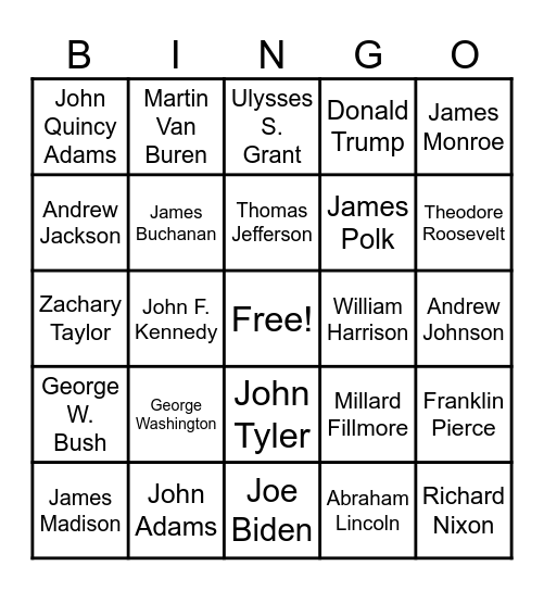 President Bingo! Bingo Card