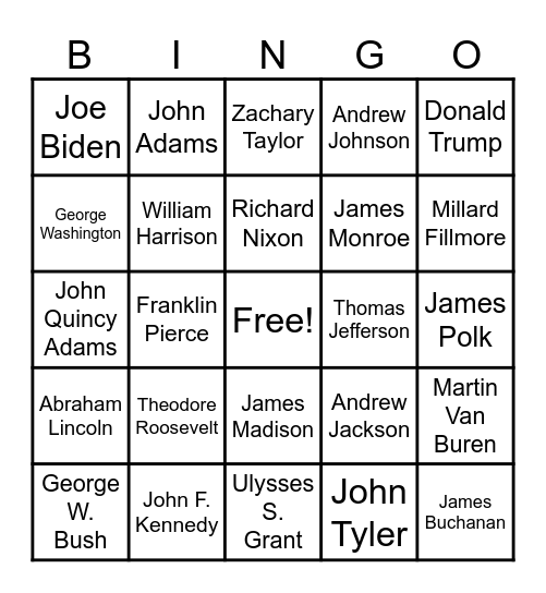 President Bingo! Bingo Card
