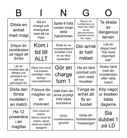 Fantasy-bingo Card