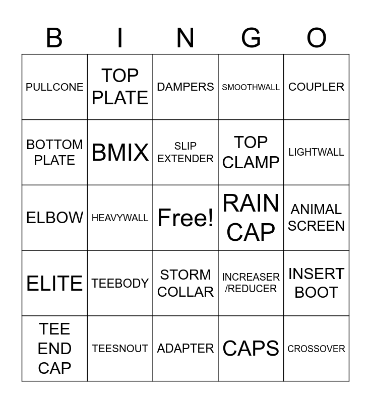 NECS Bingo Card