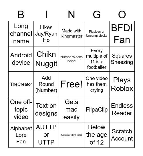 Dym Cid Bingo Card