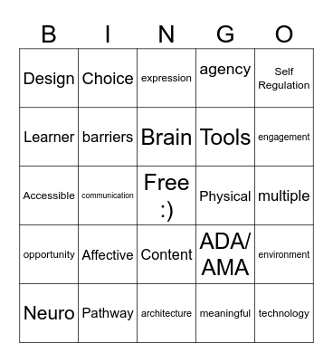 UDL @ UCN Bingo Card