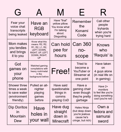 GAMER BINGO Card