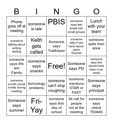 Pre-Planning Bingo Card