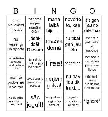 mental health padomu Bingo Card