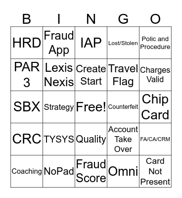 Wealth Fraud Bingo Card