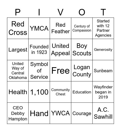 United Way Bingo Card