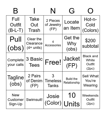Chico’s Queenstown Bingo Card