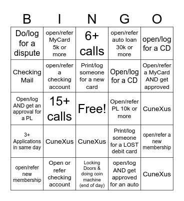 CCU BINGO Card