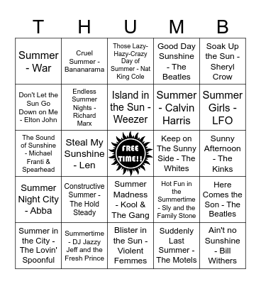 SUMMER FUN Bingo Card