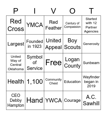 United Way Bingo Card