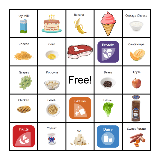 Nutrition Bingo Card