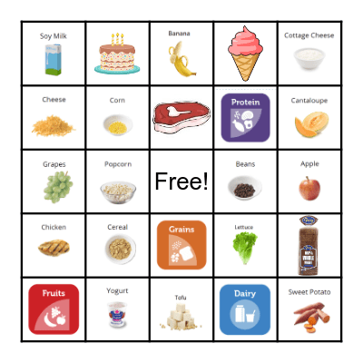 Nutrition Bingo Card