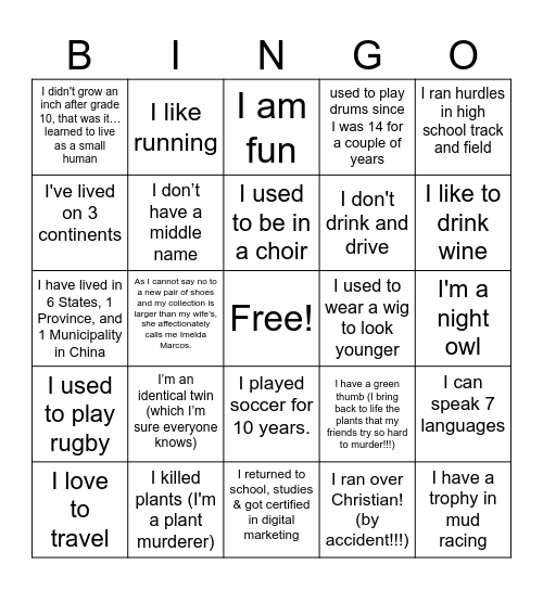 Citizen Watch Canada Bingo Card