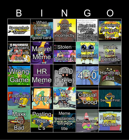 Master Duel Meme Bingo ("Special" Edition) Bingo Card