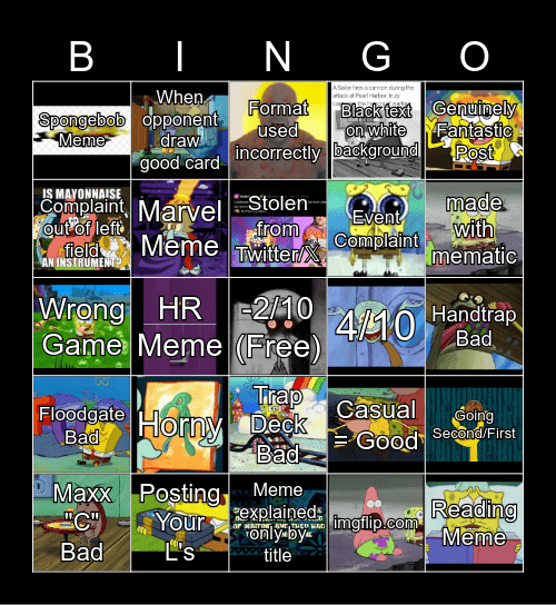Master Duel Meme Bingo (Spongebob Edition) Bingo Card