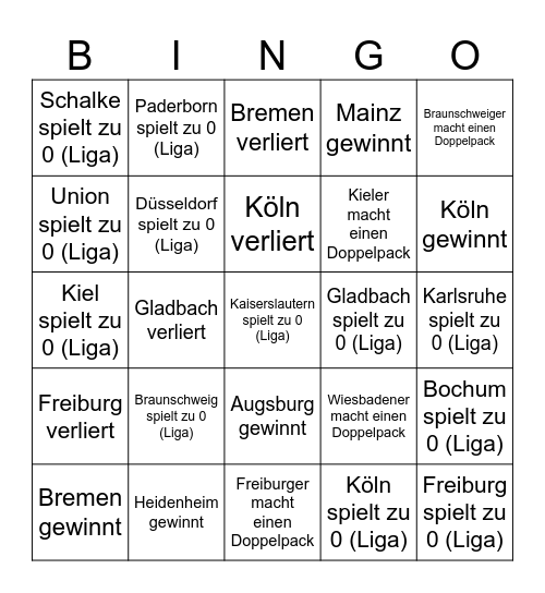 Bundesliga Bingo Card