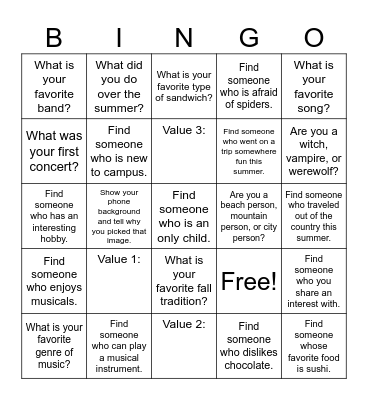Getting to Know You BINGO Card