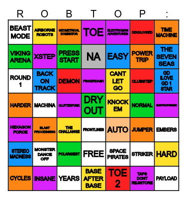 Geometry Dash Bingo! Bingo Card