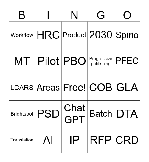 LINGO BINGO Card