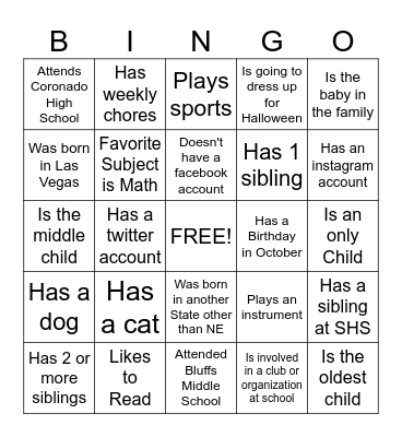 Ice-Breaker Bingo Card